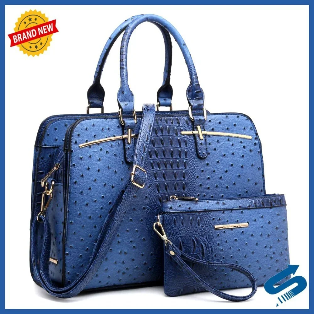 Vegan Leather Hobo Satchel Purse Set with 3 Compartments, Adjustable Strap